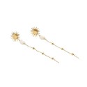 Pendientes Largos Agatha Paris Tiare Sol y Cadena Baño Oro 02380736-094-TU