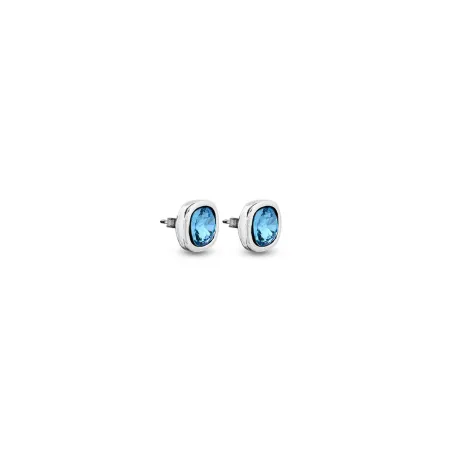 Pendientes Ciclón Solitario Baño Plata y Cristal Azul EMO608-36
