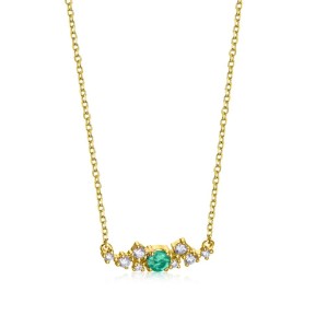 Gargantilla Le Carré Oro Amarillo, Diamantes y Esmeralda...