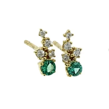 Pendientes Trepadores Le Carré Oro Amarillo, Diamantes y Esmeralda GB216OA.00