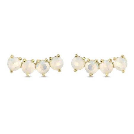 Pendientes Itemporality Alba Plata Baño Oro y Ópalos Blancos SEA-219-334-UU