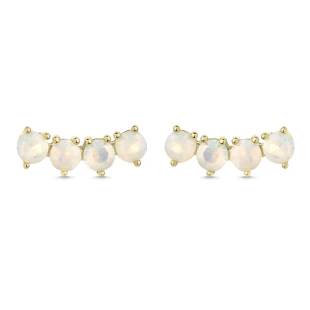 Pendientes Itemporality Alba Plata Baño Oro y Ópalos Blancos SEA-219-334-UU