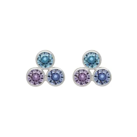 Pendientes Victoria Cruz Bom Día Círculos Plata Baño Rodio y Cristales Multicolor A5259-MHT