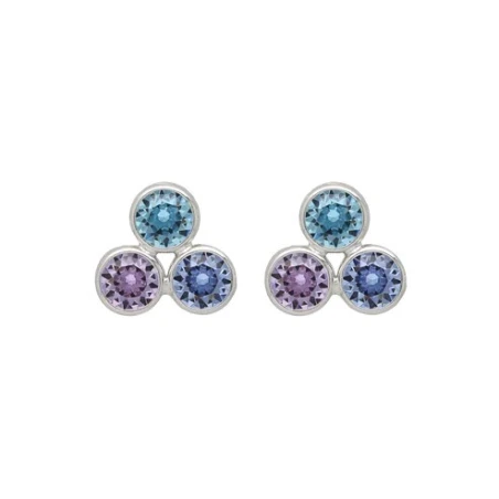 Pendientes Victoria Cruz Bom Día Círculos Plata Baño Rodio y Cristales Multicolor A5259-MHT