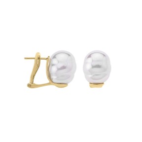 Pendientes Majorica Plata Baño Oro y Perla Barroca 12mm...