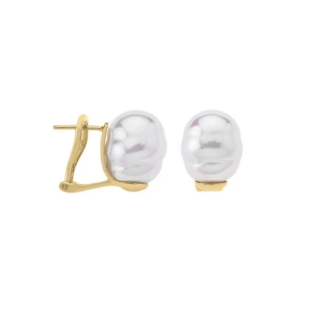 Pendientes Majorica Plata Baño Oro y Perla Barroca 12mm 08617.01.1.907.701.1