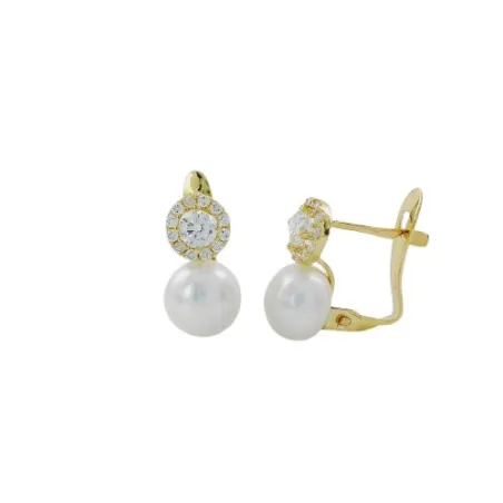 Pendientes Oro Amarillo, Circonita y Perla 0750070SFA5