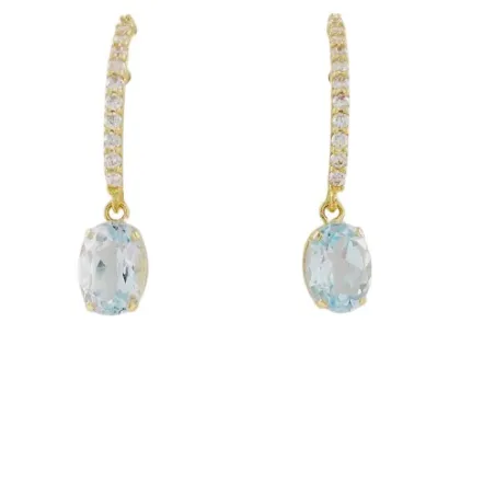 Pendientes Largos Oro Amarillo, Circonitas y Topacio 0558289P
