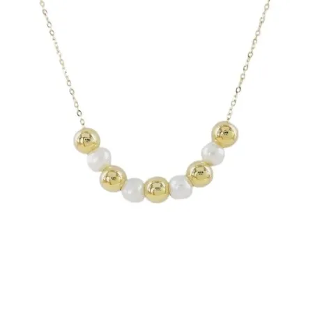 Collar Bolas Oro Amarillo y Perlas Mujer 0150534CO