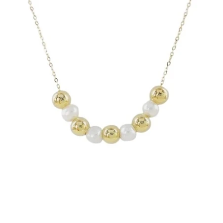 Collar Bolas Oro Amarillo y Perlas Mujer 0150534CO