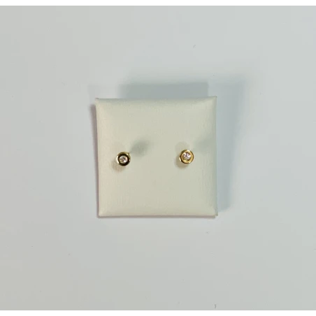 Pendientes Botón Oro Amarillo y Circonita 6414138P1