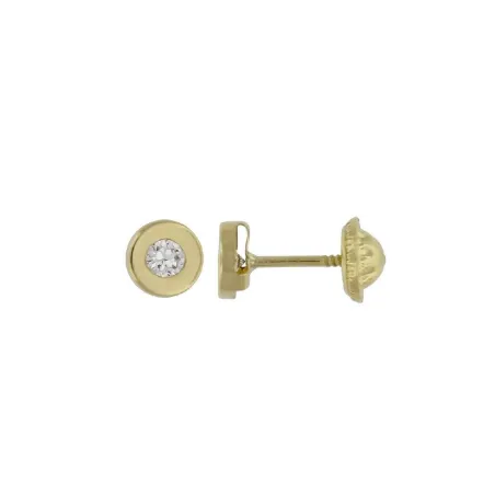 Pendientes Botón Oro Amarillo y Circonita 6414138P1