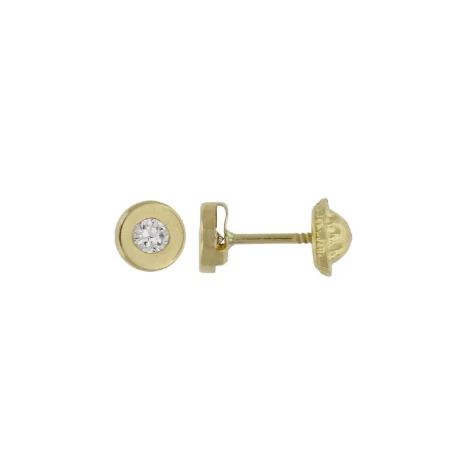 Pendientes Botón Oro Amarillo y Circonita 6414138P1