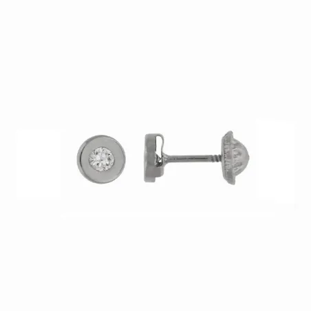 Pendientes Botón Oro Blanco y Circonita 6414138PB1