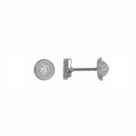 Pendientes Botón Oro Blanco y Circonita 6414138PB3