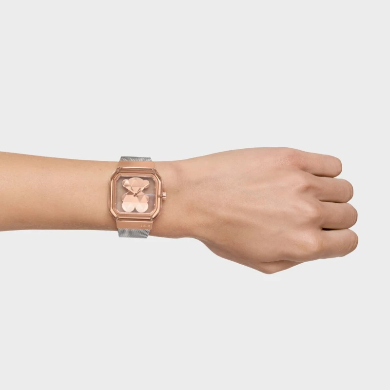 Reloj TOUS D- Bear Party Plateado y Rosado Analógico Mujer 3000143600