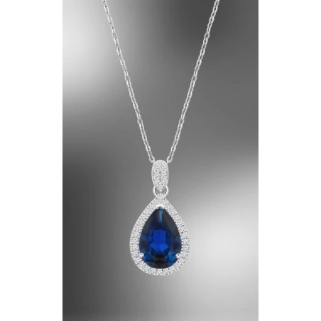 Gargantilla Lotus Silver Plata y Circonitas blancas y Azul LP3789-1/2