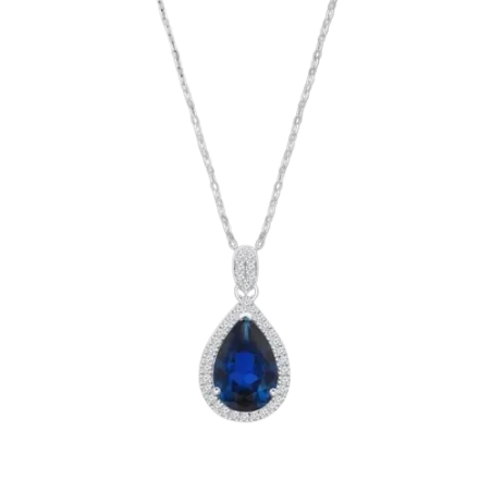 Gargantilla Lotus Silver Plata y Circonitas blancas y Azul LP3789-1/2