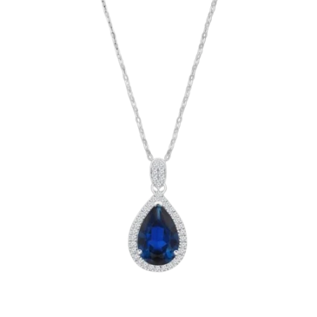 Gargantilla Lotus Silver Plata y Circonitas blancas y Azul LP3789-1/2