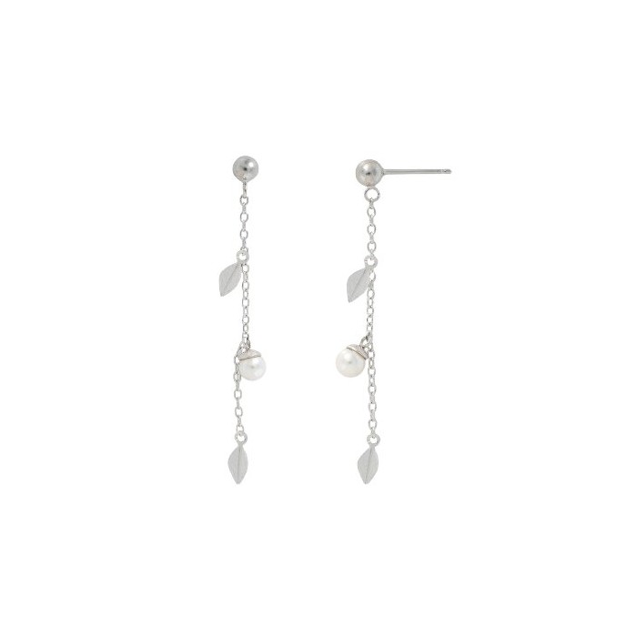 Pendientes Majorica Plata Baño Rodio y Perla...