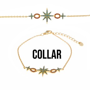 Collar Salvatore Círculos y Estrella Plata Baño Oro,...