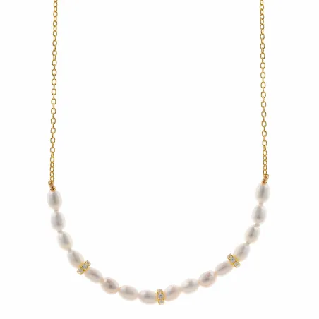 Collar Salvatore Plata Baño Oro y Perlas Rice 272C0035