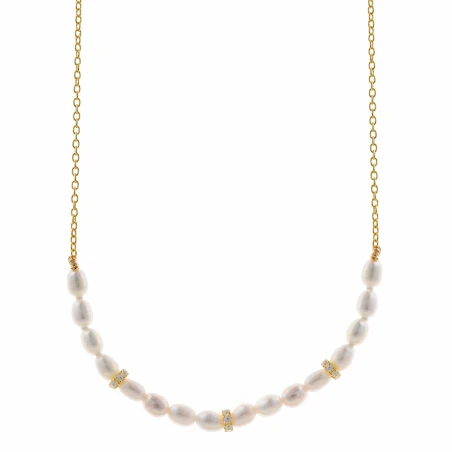 Collar Salvatore Plata Baño Oro y Perlas Rice 272C0035