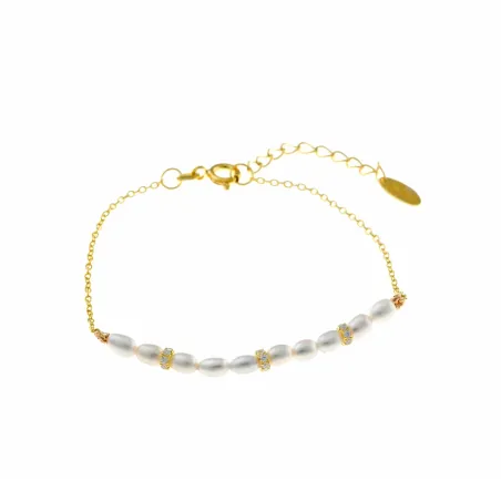 Pulsera Salvatore Plata Baño Oro y Perlas Rice 272P0018