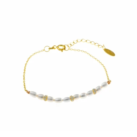 Pulsera Salvatore Plata Baño Oro y Perlas Rice 272P0018