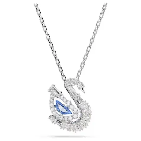 Gargantilla Swarovski Swan Baño Rodio y Cristales Blancos y Azul 5723389
