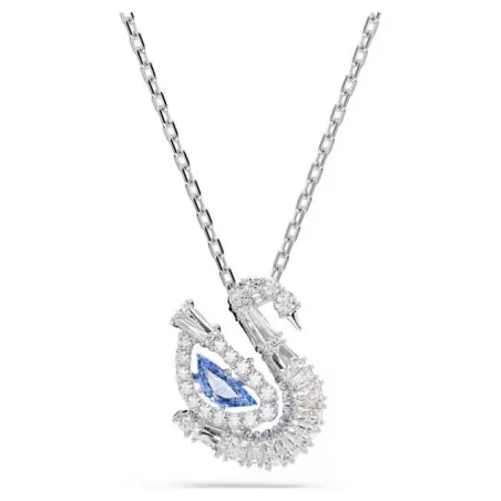Gargantilla Swarovski Swan Baño Rodio y Cristales Blancos y Azul 5723389