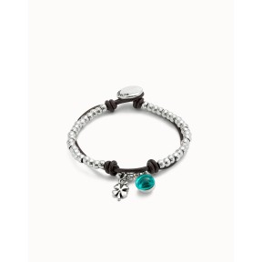 Pulsera UNOde50 Ser Fascinante Baño Plata, Cuero Negro,...
