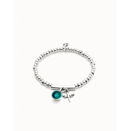 Pulsera UNOde50 Ser Fascinante Baño Plata, Libélula y Cristal Verde PUL2535VRDMTL0M