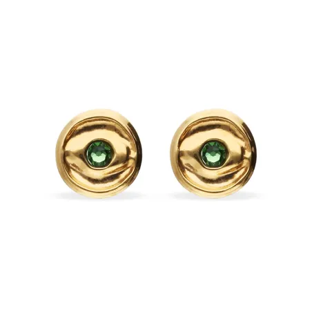Pendientes UNOde50 Ser Intuitiva Ojo Baño Oro y Cristal Verde PEN1007VRDORO0U