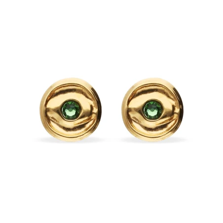 Pendientes UNOde50 Ser Intuitiva Ojo Baño Oro y Cristal Verde PEN1007VRDORO0U