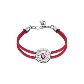 Pulsera UNOde50 Ser Intuitiva Cuero Rosa y Baño Plata Ojo...