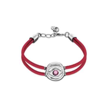 Pulsera UNOde50 Ser Intuitiva Cuero Rosa y Baño Plata Ojo Cristal Rosa PUL2601RSOMTL0M