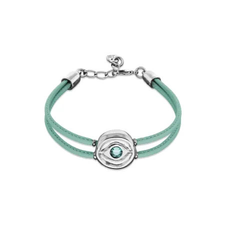Pulsera UNOde50 Ser Intuitiva Cuero Turquesa y Baño Plata Ojo Cristal Turquesa PUL2601TQSMTL0M