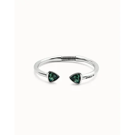 Pulsera Rígida UNOde50 Ser Camaleónica Baño Plata y Cristales Verdes PUL2510VRDMTL0M