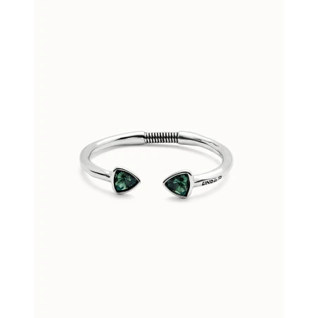 Pulsera Rígida UNOde50 Ser Camaleónica Baño Plata y Cristales Verdes PUL2510VRDMTL0M