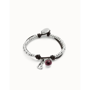 Pulsera UNOde50 Ser Fascinante Baño Plata y Cuero Negro,...