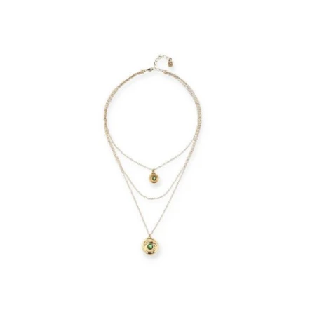 Collar Triple UNOde50 Ser Intuitiva Baño Oro y Cristales Verdes COL2042VRDORO0U
