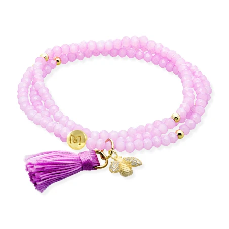 Pulsera Marina García Zen Lila y Abeja Plata Baño Oro 91196U1