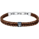 Pulsera  Maserati Piel Trenzada Marrón y Acero Inoxidable Hombre JM422AVE14