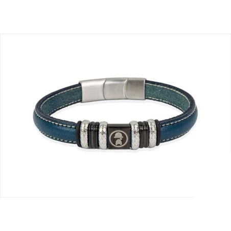 Pulsera Olliver Abbott Piel Vegana Azul y Acero 35PP03095A