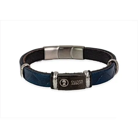 Pulsera Olliver Abbott Piel Vegana Azul y Acero 35PP03238A