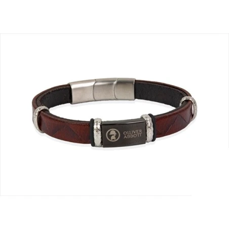 Pulsera Olliver Abbott Piel Vegana Marrón y Acero 35PP03239B