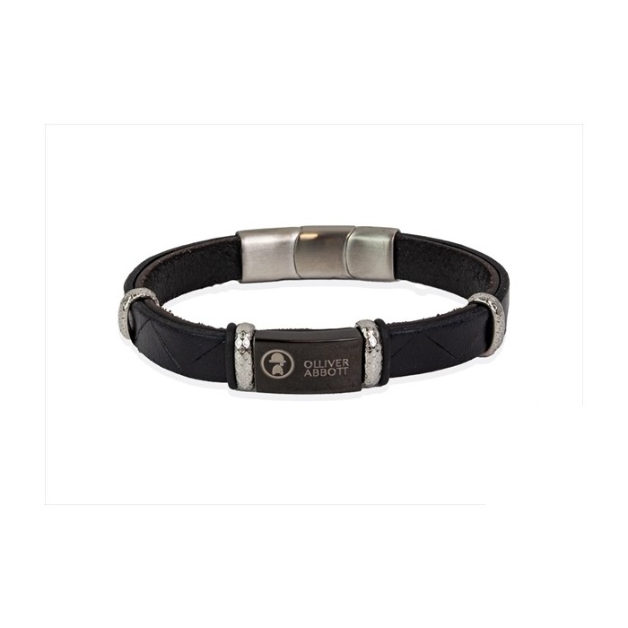 Pulsera Olliver Abbott Piel Vegana Negro y...