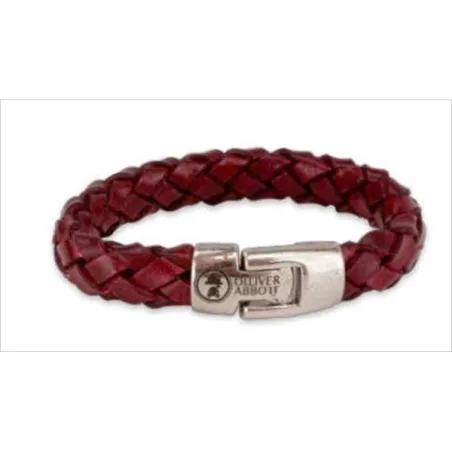 Pulsera Olliver Abbot Piel Trenzada Burdeos y Acero 38PBIND0BL