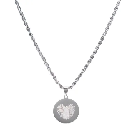 Gargantilla Emotion Chapa Circular Corazón Acero Baño Rodio EMACCLTOB3